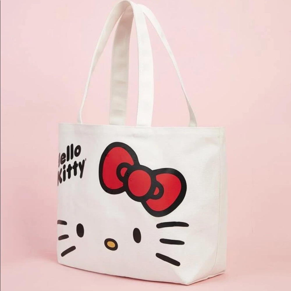 Hello Kitty canvas tote bag cartoon Sanrio cute fun cream white shopping - Picture 3 of 7